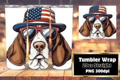 American Flag Dog 20oz Tumbler Wrap Sublimation Design Product Image 1