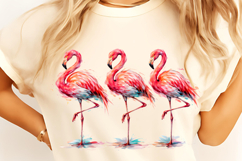 Preppy Flamingo Trio PNG, Hello Summer Flamingo PNG, Summer Product Image 4