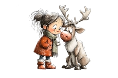 15 PNG Whimsical Cute Christmas Girl and Reindeer clipart Product Image 8