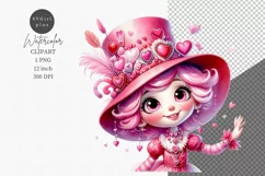 Valentines day clipart, Little girl clipart Product Image 1