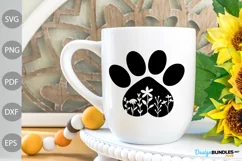 Dog Paw with Wildflowers SVG Cut Files - Dog Mama SVG Design Product Image 2