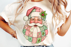 Quilted Christmas Santa Sublimation, Christmas Png Product Image 3