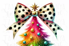 Colorful Coquette Christmas Tree PNG | Trendy Watercolor Product Image 3