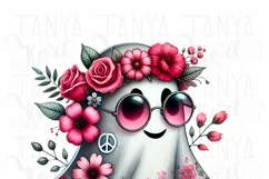 Retro Hippie Ghost PNG, Sublimation Download, Floral Product Image 3