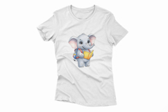 Cute Elephant with Backpack Reading a Book Watercolor PNG Product Image 4