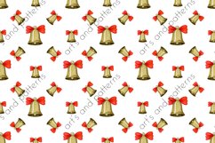 Christmas bells watercolor seamless digital paper Product Image 2
