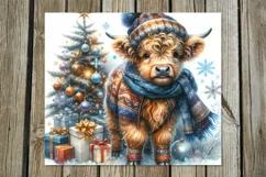 Christmas cow | 4 vintage xmas Sublimation Tumbler designs Product Image 5