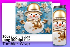 Winter Sublimation Magic: 3D Snowman Tumbler Wrap Product Image 1