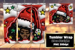 Afro Girl, Santa Claus 3D Effect Holiday Wrap 20oz Product Image 1