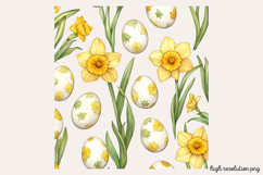 Springtime Daffodils Easter Clipart PNG Product Image 1