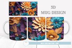 3D Flowers Mug Wrap Sublimation PNG Product Image 1