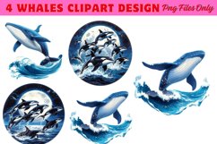 Whales Clipart design PNG Product Image 1