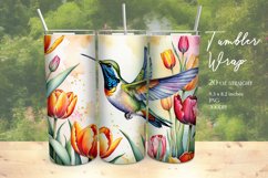 Watercolor Hummingbird Tumbler Wrap Sublimation Product Image 1