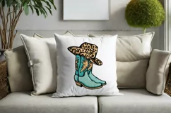 Cowboy boots for sublimation PNG Cowboy hat leopard pattern Product Image 7