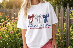 Red White &amp; Blue 250 Anniversary PNG T-Shirt|4th of July PNG Product Image 9