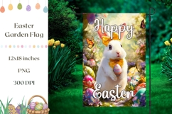 Happy Easter Garden Flag Template, Cartoon Easter Bunny PNG Product Image 1