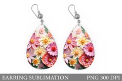 Flowers Earring Design. 3D Flowers Teardrop Earring Product Image 1