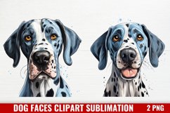 Dog Faces Clipart Sublimation, Watercolor Dog Faces Product Image 1