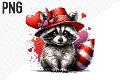 Valentine Raccoon Sublimation PNG - Valentine Clipart Design Product Image 1