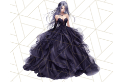 Victorian Gothic Wedding Dress PNG, Dark Bridal Clipart Product Image 5