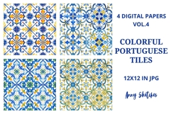 4 Colourful Portuguese Tiles Azulejos Bright Mediterranean Product Image 1