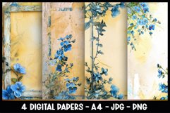 4 Vintage Floral Digital Papers I Junk Journal Page Product Image 1