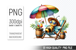 Summer Bee Clipart PNG | Summer Watercolor Animals Clipart Product Image 1