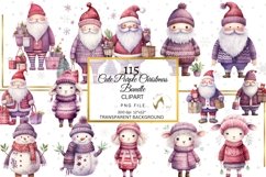 Cute Purple Christmas Clipart Bundle Scandinavian art Product Image 7