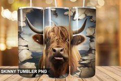 3D Highland Cow Cracked Hole PNG Tumbler Design Product Image 1