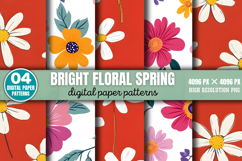 Bright Floral Spring Digital Paper Background Bundle PNG Product Image 10
