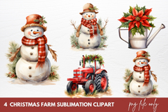Watercolor Christmas Farm Sublimation Clipart Product Image 1