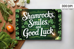Shamrocks Smiles and Good Luck Cutting Board PNG Sublimation Product Image 1