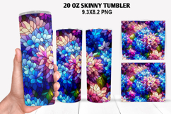 Flower Skinny Tumbler 20oz Wrap Design, Flowers Tumble PNG Product Image 1