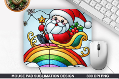 Santa Mouse Pad Sublimation, Christmas Mouse Pad PNG Design Product Image 1
