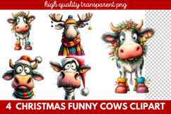 Funny Christmas Cows Clipart | Cute Holiday Farm Animal Product Image 1