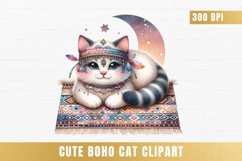 cute watercolor boho cat Clipart, boho cat sublimation Product Image 1