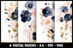 4 Digital Papers Vintage Florals I Vintage Theme Product Image 1