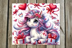 Valentine animals | unicorn Skinny tumbler sublimation Product Image 5