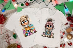 15 PNG Whimsical Cute Christmas Watercolor Gnomes Bundle Product Image 9