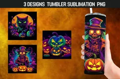 Neon Halloween Tumbler Wrap Sublimation Desings Product Image 1