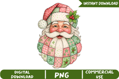 Quilted Christmas Santa Sublimation, Christmas Png Product Image 1