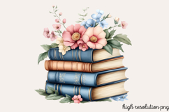 Pastel Cottage Shabby Chic Books Clipart Bundle PNG Product Image 6