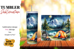Camping tumbler sublimation. Watercolor design Product Image 1