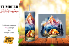 Camping tumbler sublimation. Watercolor design Product Image 1