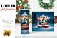 Christmas horse carousel tumbler sublimation. Product Image 1