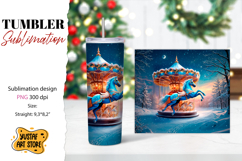 Christmas horse carousel tumbler sublimation. Product Image 1