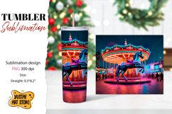 Christmas horse carousel tumbler sublimation. Product Image 1