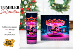 Christmas horse carousel tumbler sublimation. Product Image 1