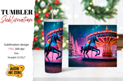 Christmas horse carousel tumbler sublimation. Product Image 1