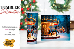 Christmas tumbler sublimation. Christmas horse carousel PNG Product Image 1